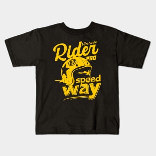 Vintage rider distressed retro garage motorcycle helmet Kids T-Shirt